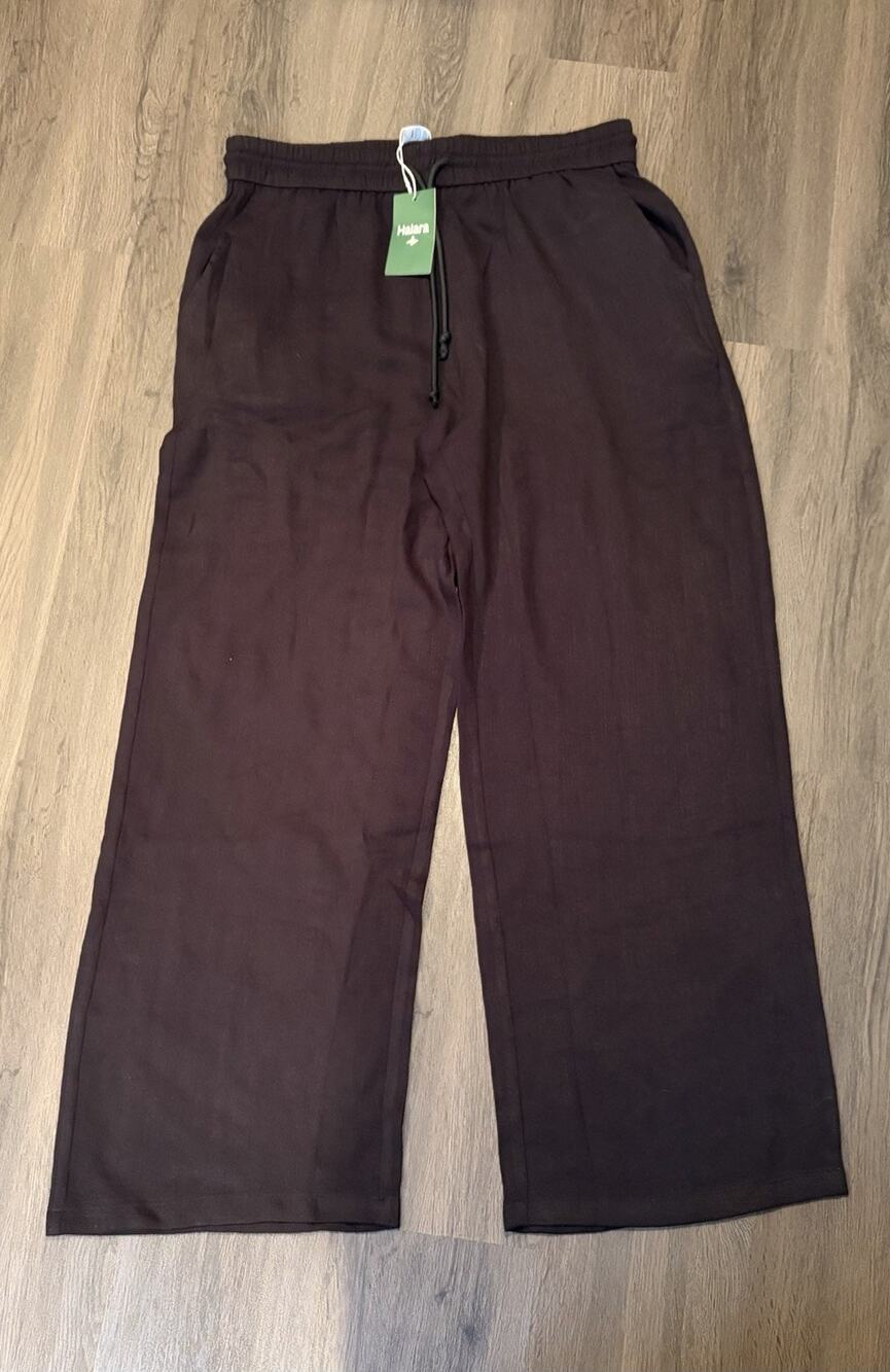 Halara Women’s Black Solid Pants Elastic Waist Drawstring Size Large Tall